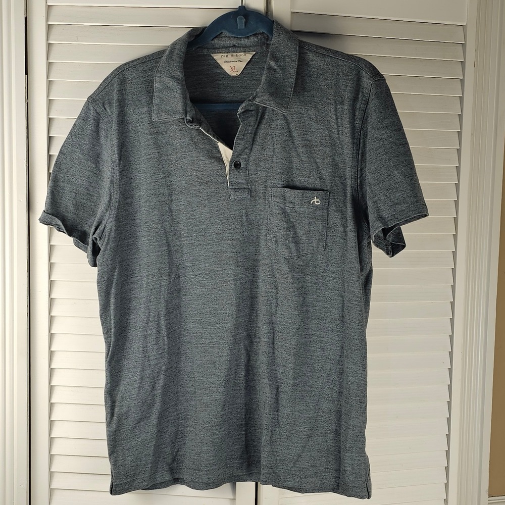 Rag & Bone Mens Gray Short Sleeve‎ Polo Shirt XL